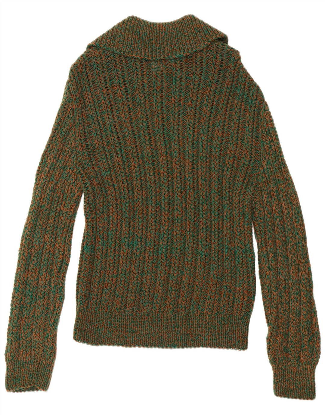 Vintage Mens Polo Neck Jumper Sweater Medium Green Flecked