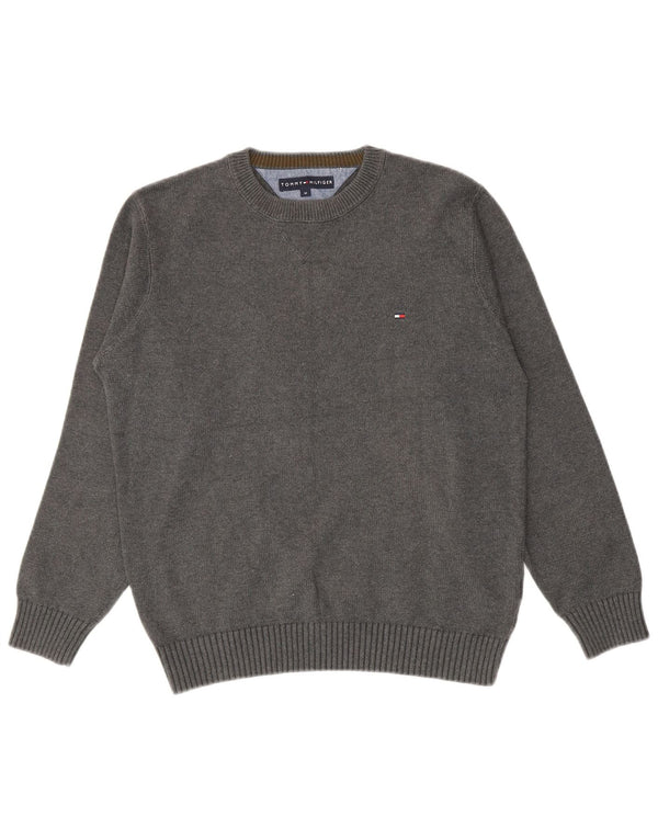 Tommy Hilfiger Mens Crew Neck Jumper Sweater Medium Grey Cotton