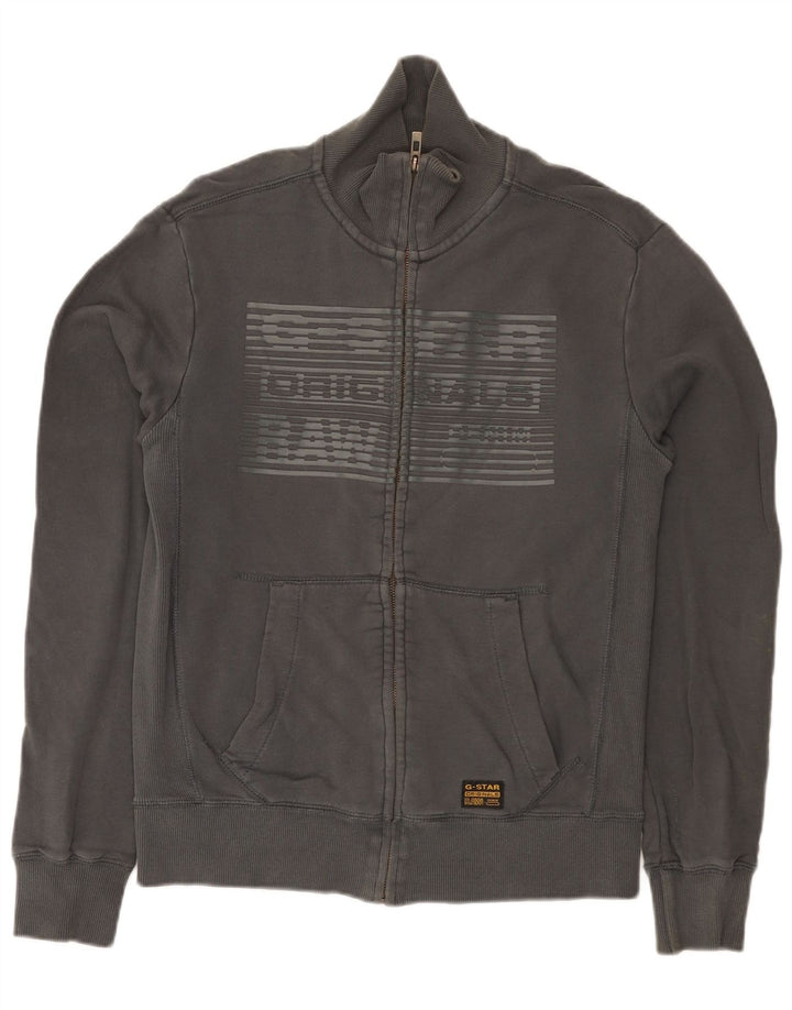 G-Star Mens Graphic Tracksuit Top Jacket Medium Grey Cotton