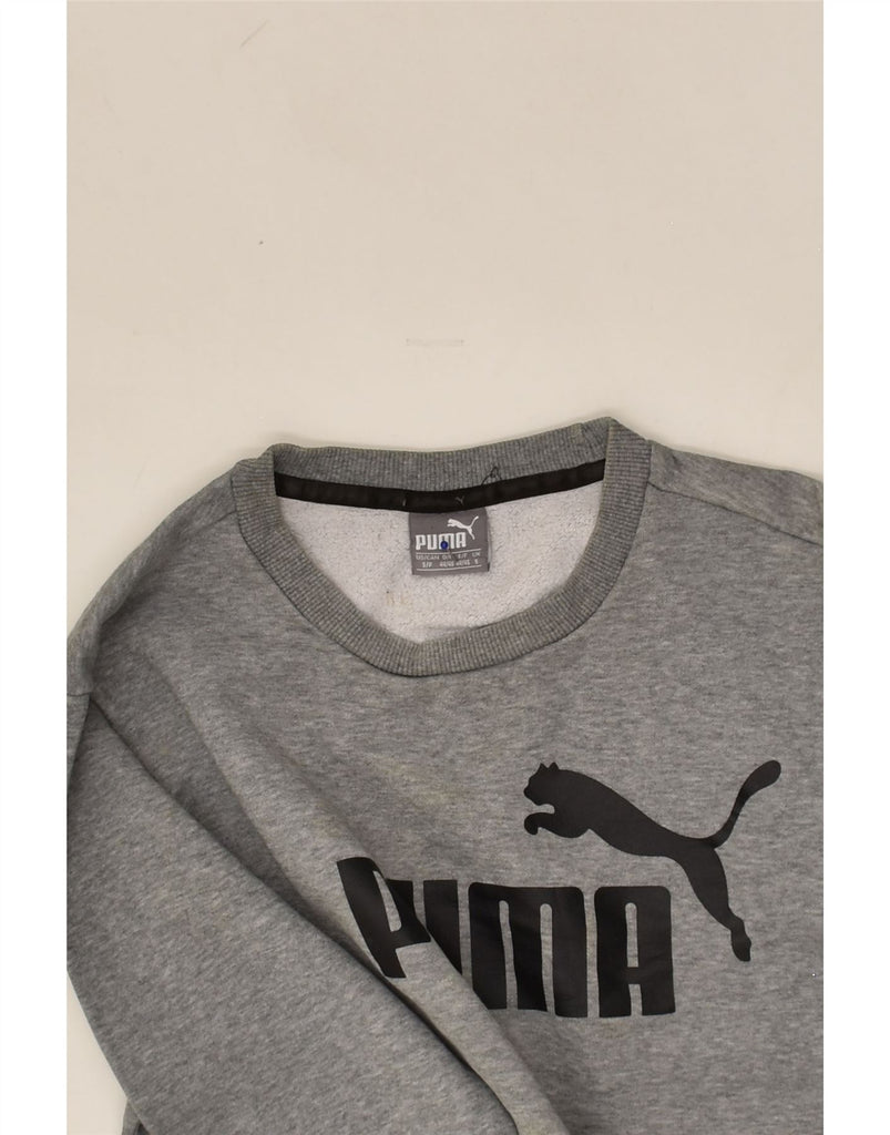 PUMA Mens Graphic Sweatshirt Jumper Small Grey Cotton | Vintage Puma | Thrift | Second-Hand Puma | Used Clothing | Messina Hembry 