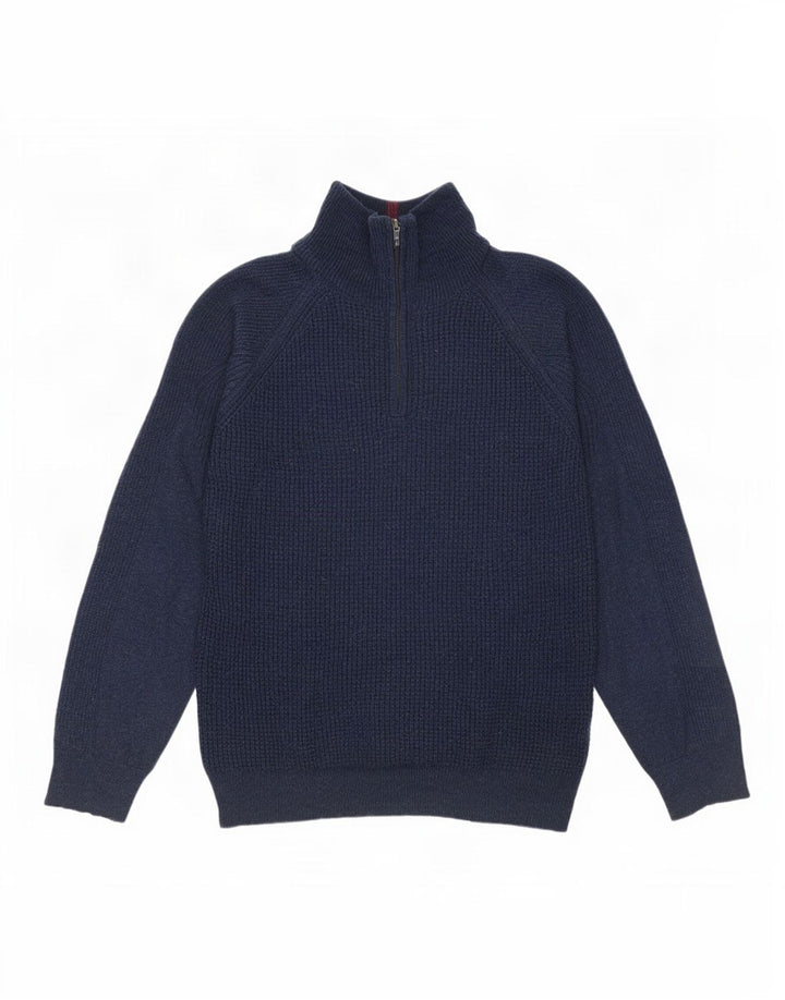 White Stuff Mens Zip Neck Jumper Sweater XL Navy Blue Lambswool