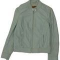 Conbipel Womens Leather Biker Jacket IT 44 Medium Green Leather