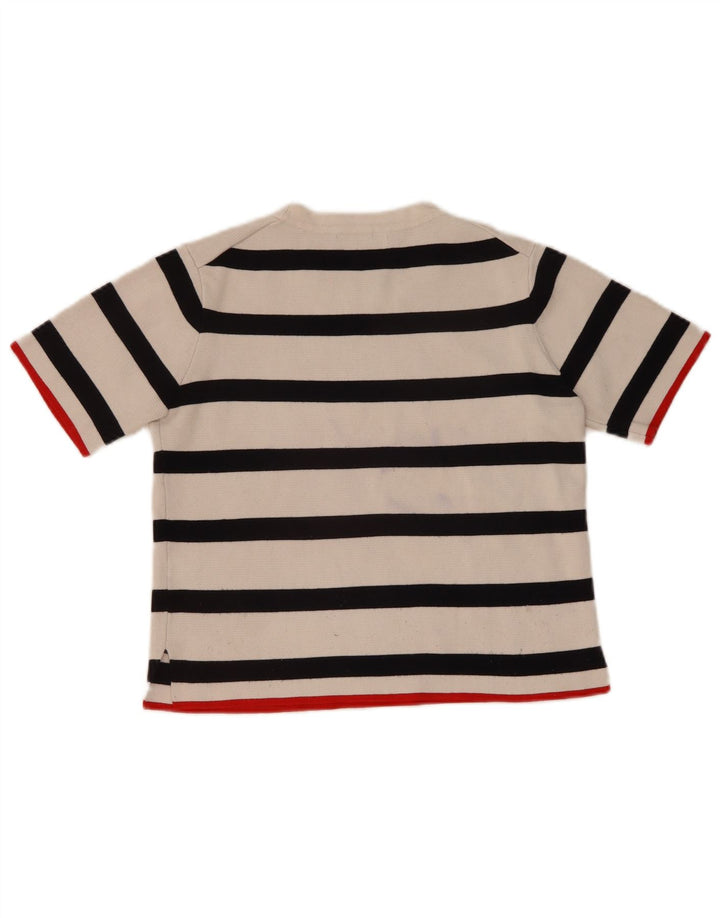 Zara Womens Crop Crew Neck Jumper Sweater UK 12 Medium White Striped