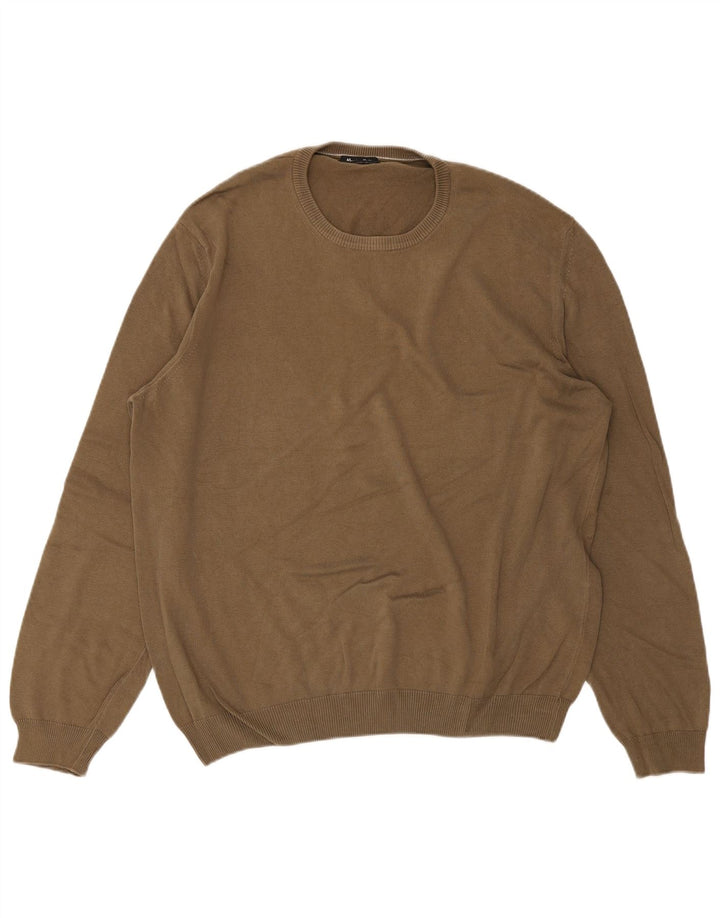 MASSIMO DUTTI Mens Crew Neck Jumper Sweater XL Brown Cotton