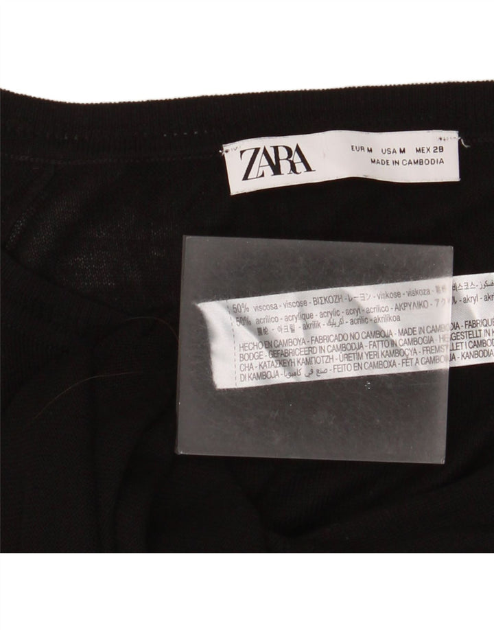Zara Womens Boat Neck Jumper Sweater UK 14 Medium Black Viscose