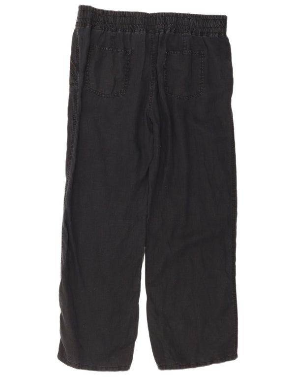 Marks & Spencer Womens Wide Leg Chino Trousers UK 14 Large W34 L30 Black