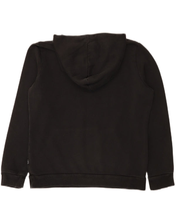 Puma Womens Graphic Hoodie Jumper UK 12 Medium Black Cotton