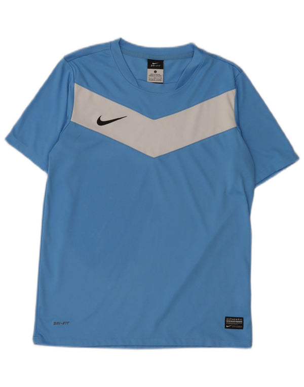 Nike Boys Dri Fit T-Shirt Top 12-13 Years Large Blue Colourblock