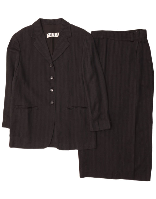 Marella Womens 4 Button 2 Piece Skirt Set UK 10 Small W26 Black Striped