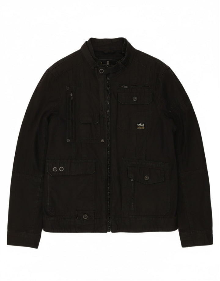 JACK & JONES Mens Utility Jacket UK 40 Large Black Cotton