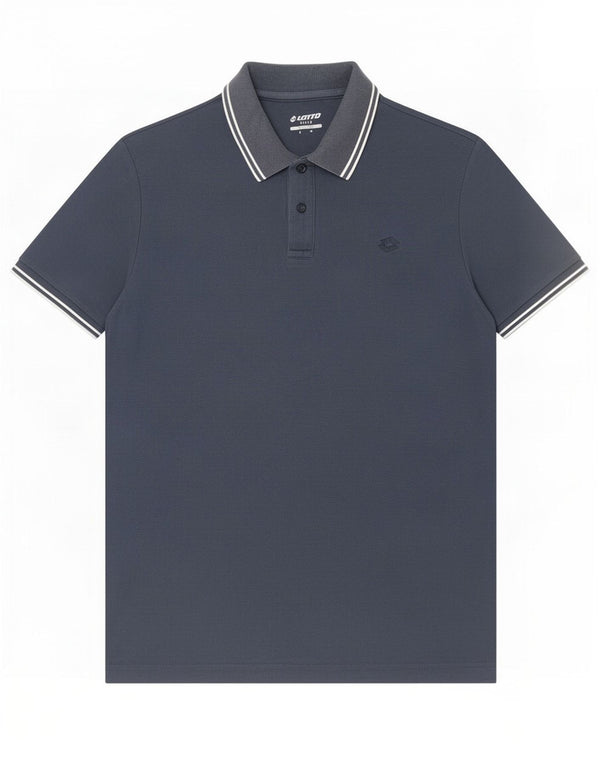 Lotto Mens Life's Polo Shirt Medium Navy Blue Striped