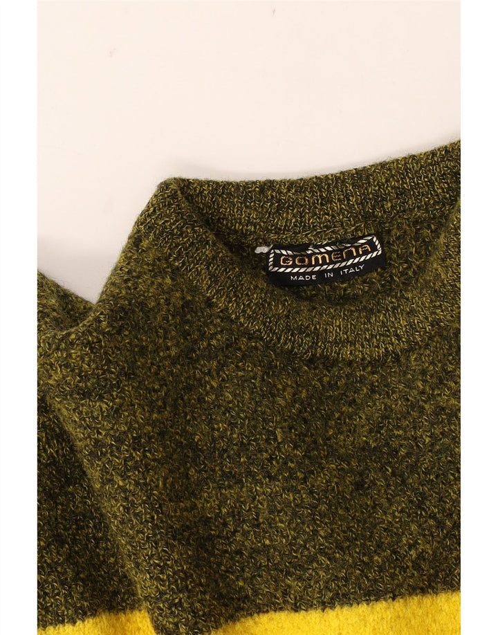 Gomena Mens Graphic Crew Neck Jumper Sweater Medium Green Colourblock