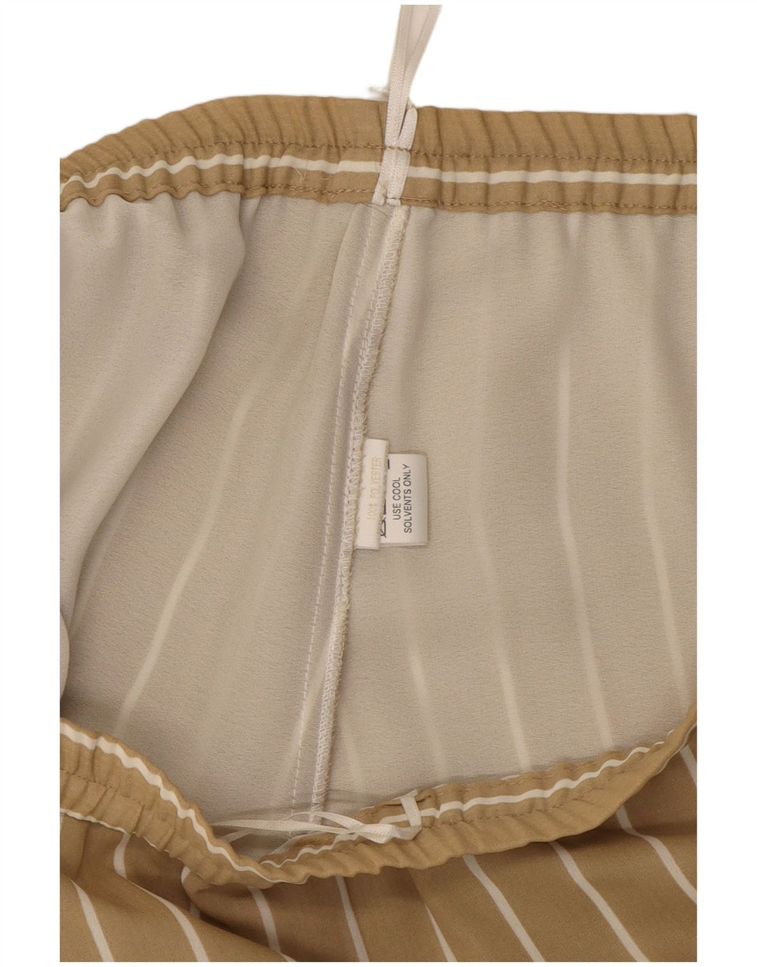 VINTAGE Womens Wide Leg Casual Trousers W32 L31 Beige Pinstripe Polyester