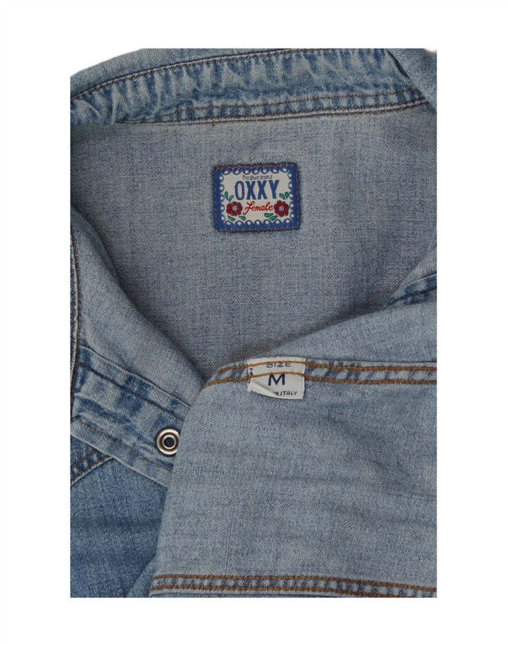 OXXY Womens Denim Shirt UK 12 Medium Blue Cotton