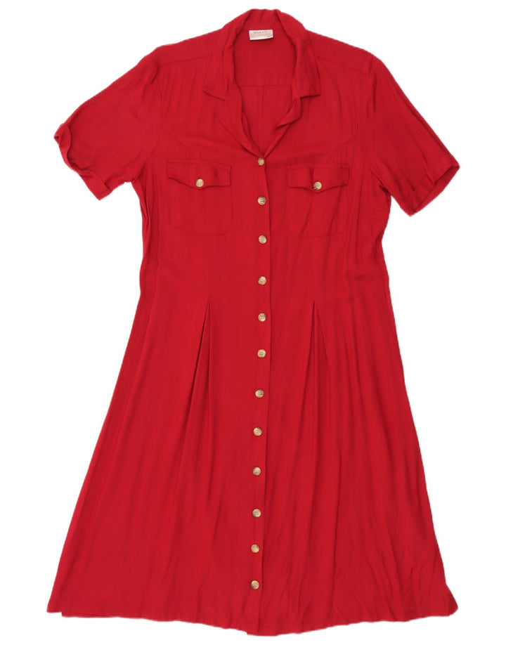 H&M Womens Short Sleeves Shirt Dress IT 42 Medium Red Rayon