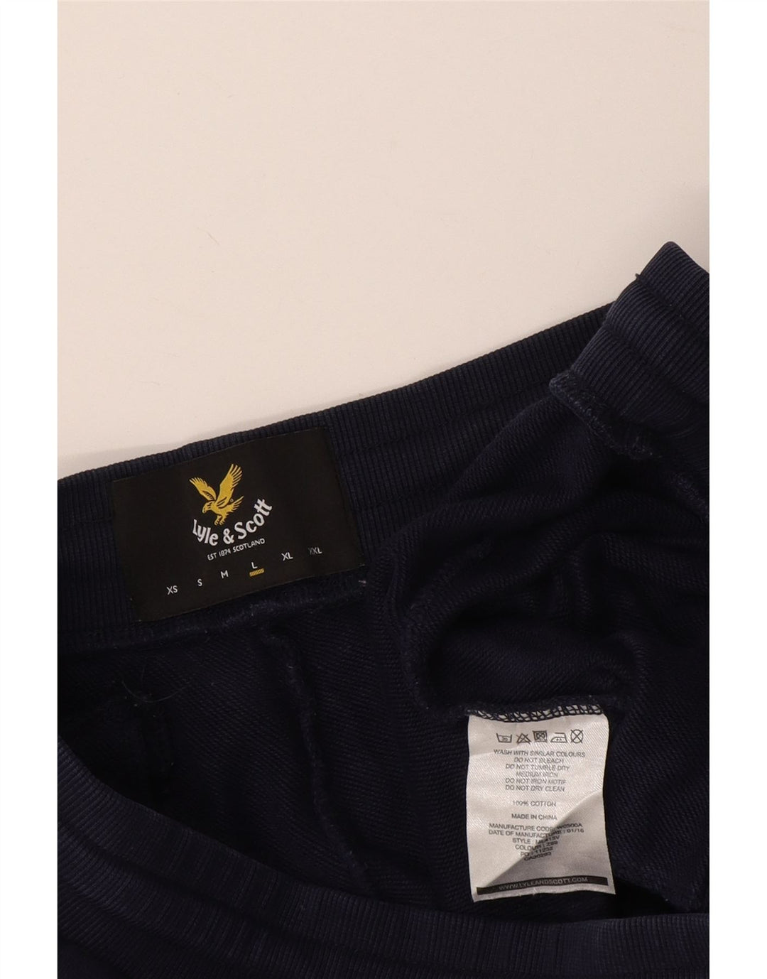 Lyle & Scott Mens Tracksuit Trousers Joggers Large Navy Blue Cotton