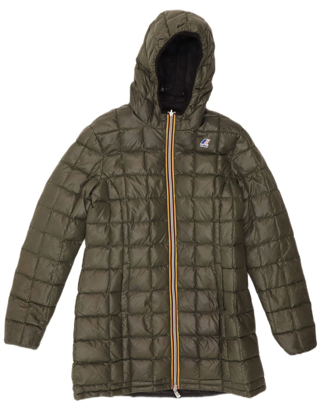 K-Way Womens Hooded Reversible Padded Coat US 6 Medium Black Colourblock