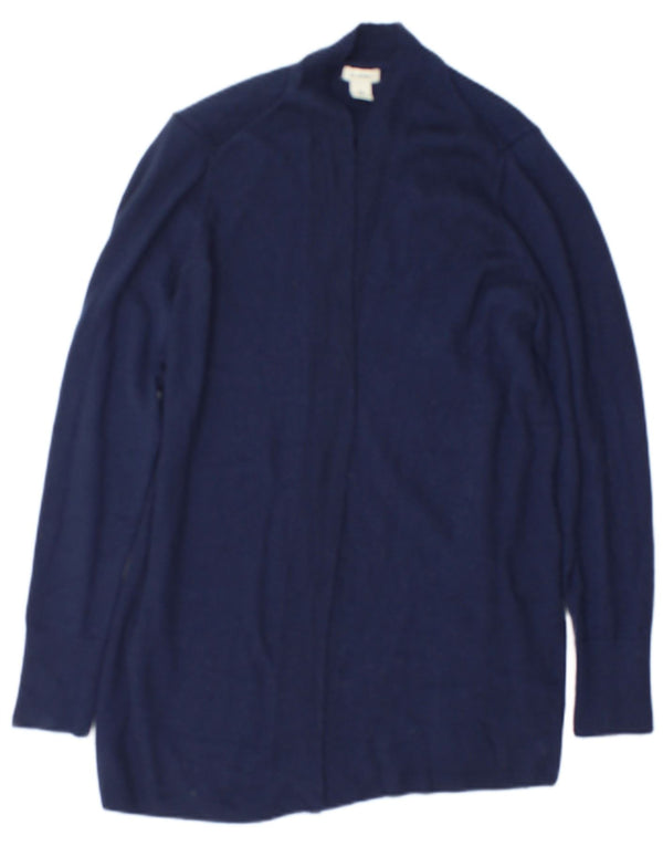 L.L.Bean Womens Open Cardigan Sweater UK 14 Medium Navy Blue Wool