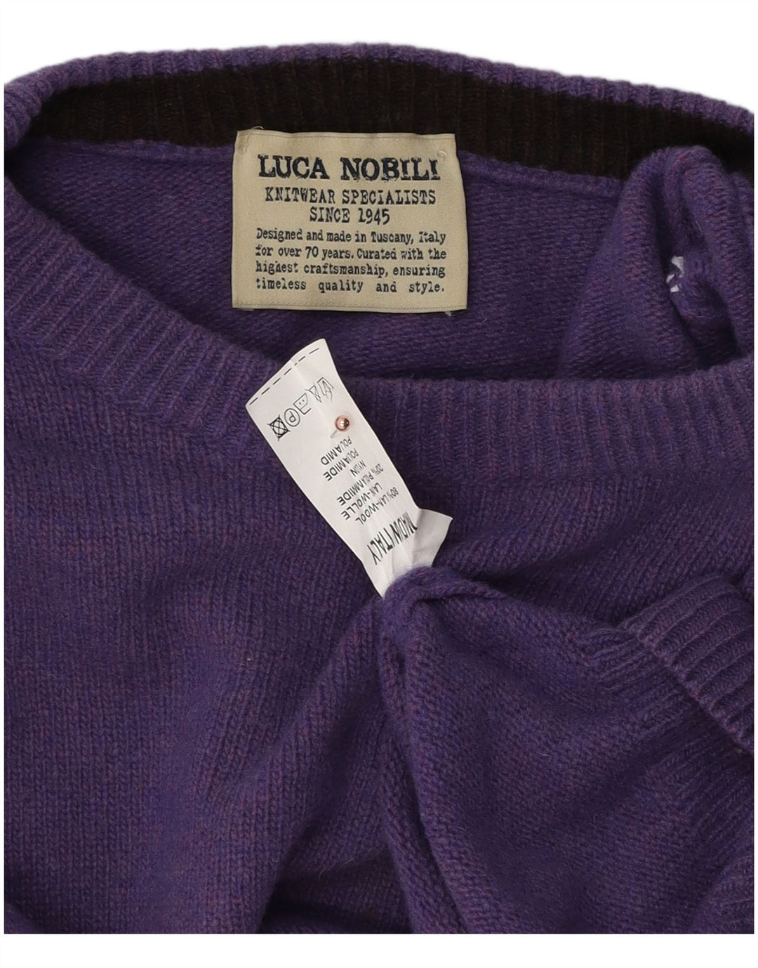 Luca Nobili Mens Boat Neck Jumper Sweater Medium Purple Wool
