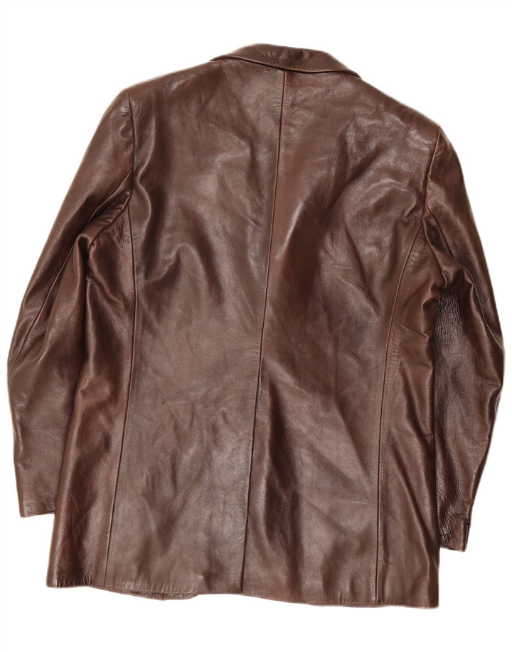 Cortefiel Mens Leather Jacket IT 56 3XL Brown