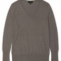MOSSIMO Womens Oversized V-Neck Jumper Sweater US 2 XS Grey Nylon