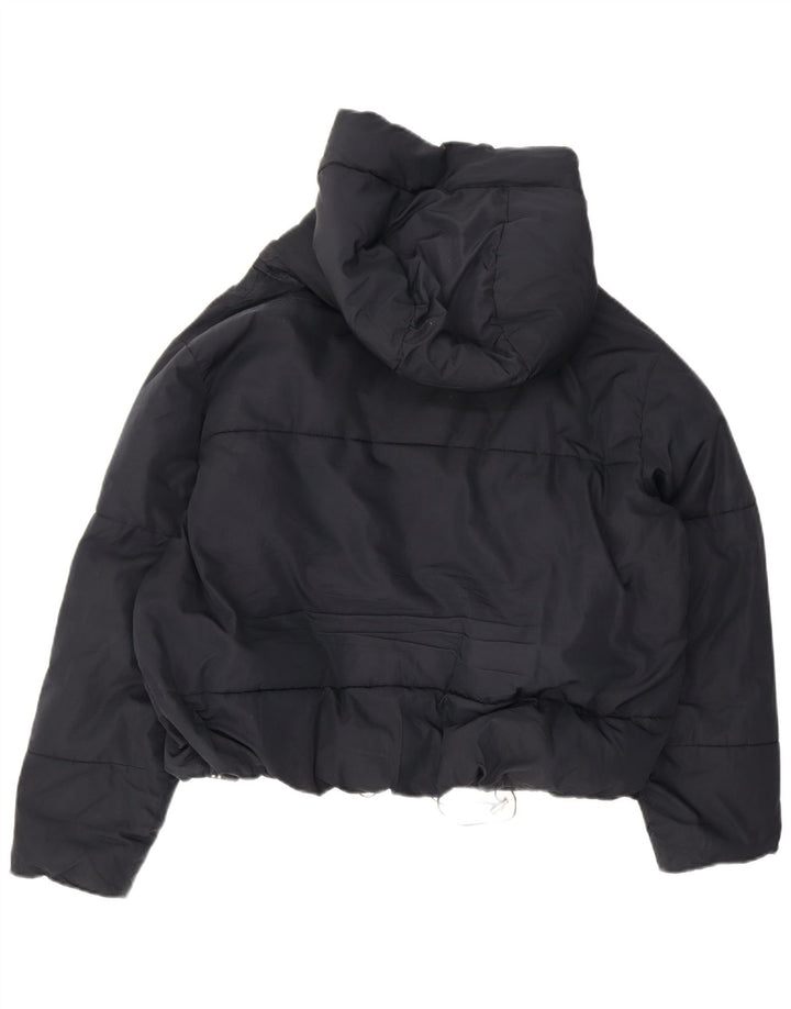 Zara Womens Oversized Crop Hooded Padded Jacket UK 10 Small Navy Blue