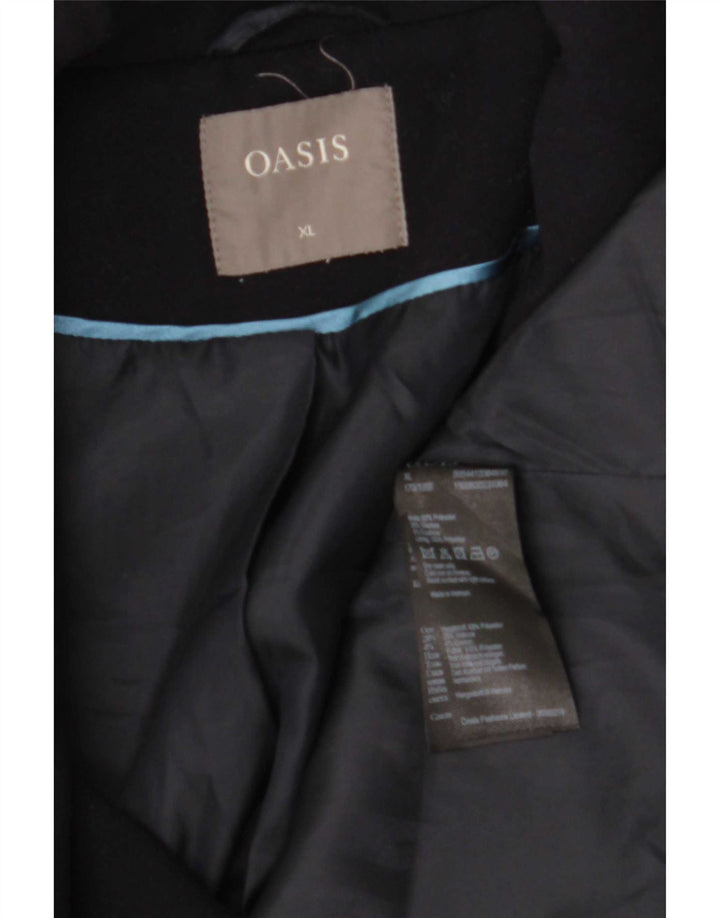 Oasis Womens Overcoat UK 18 XL Navy Blue Polyester