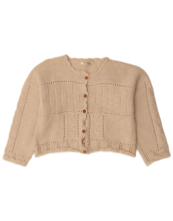 Vintage Womens Crop Cardigan Sweater UK 14 Medium Beige