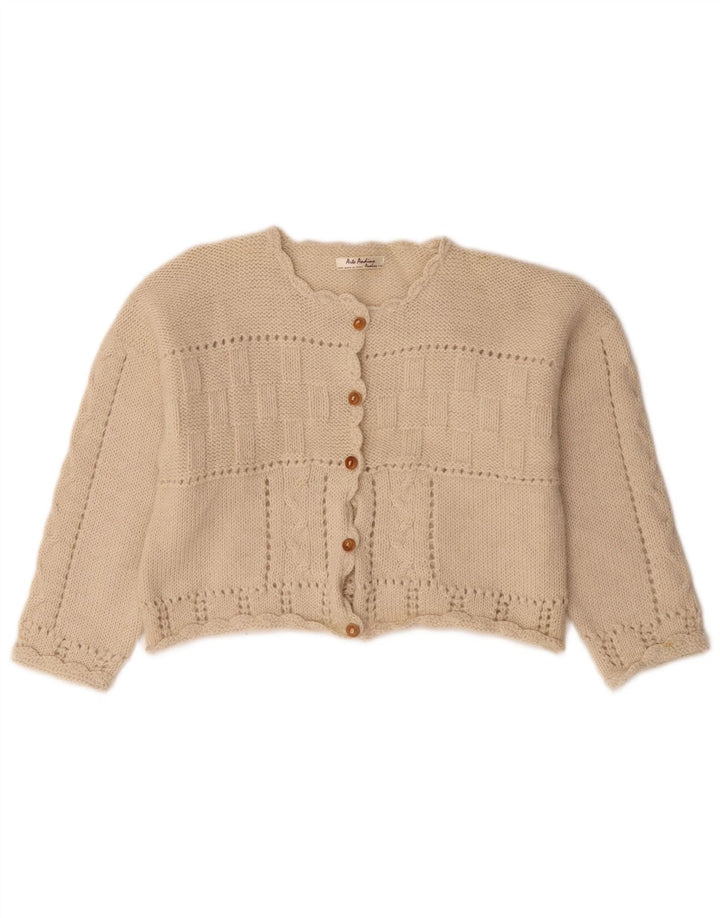 Vintage Womens Crop Cardigan Sweater UK 14 Medium Beige
