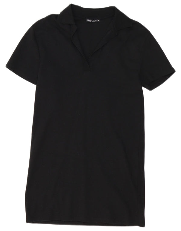 ZARA Womens Polo Dress UK 10 Small Black