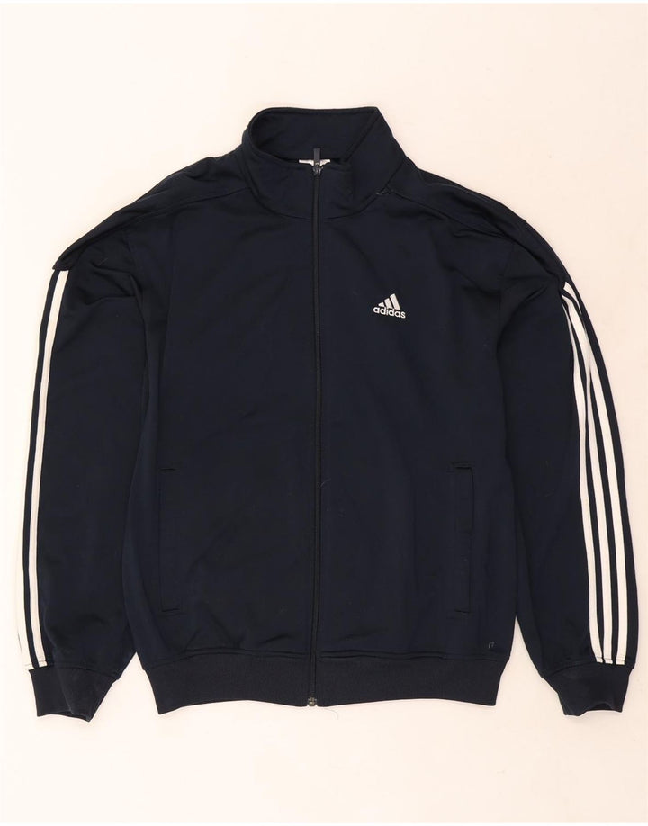 Adidas Mens Tracksuit Top Jacket UK 38/40 Medium Navy Blue Polyester