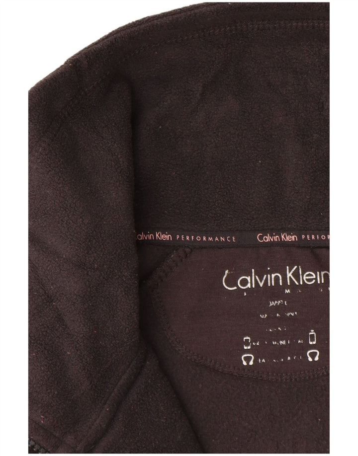 CALVIN KLEIN JEANS Womens Graphic Fleece Jacket UK 12 Medium Grey