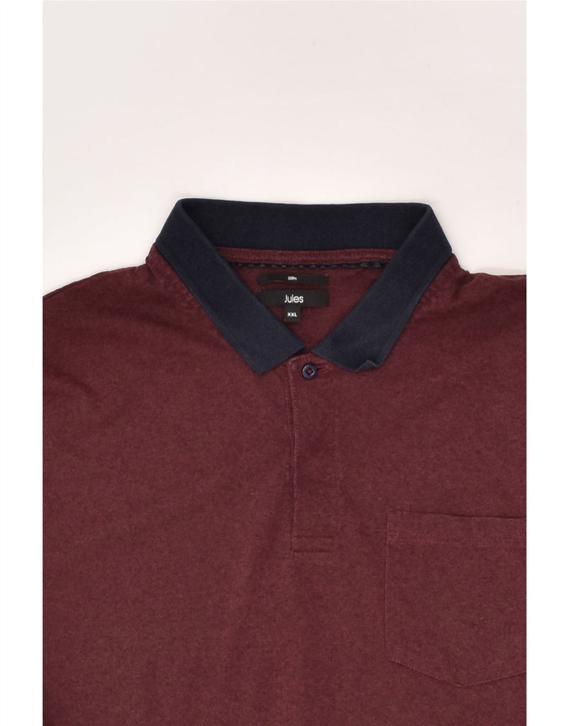 JULES Mens Slim Polo Shirt 2XL Burgundy Cotton | Vintage Jules | Thrift | Second-Hand Jules | Used Clothing | Messina Hembry 