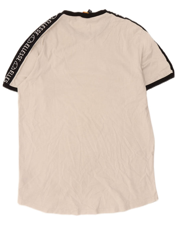 Ellesse Mens Graphic T-Shirt Top Large Off White Colourblock Cotton
