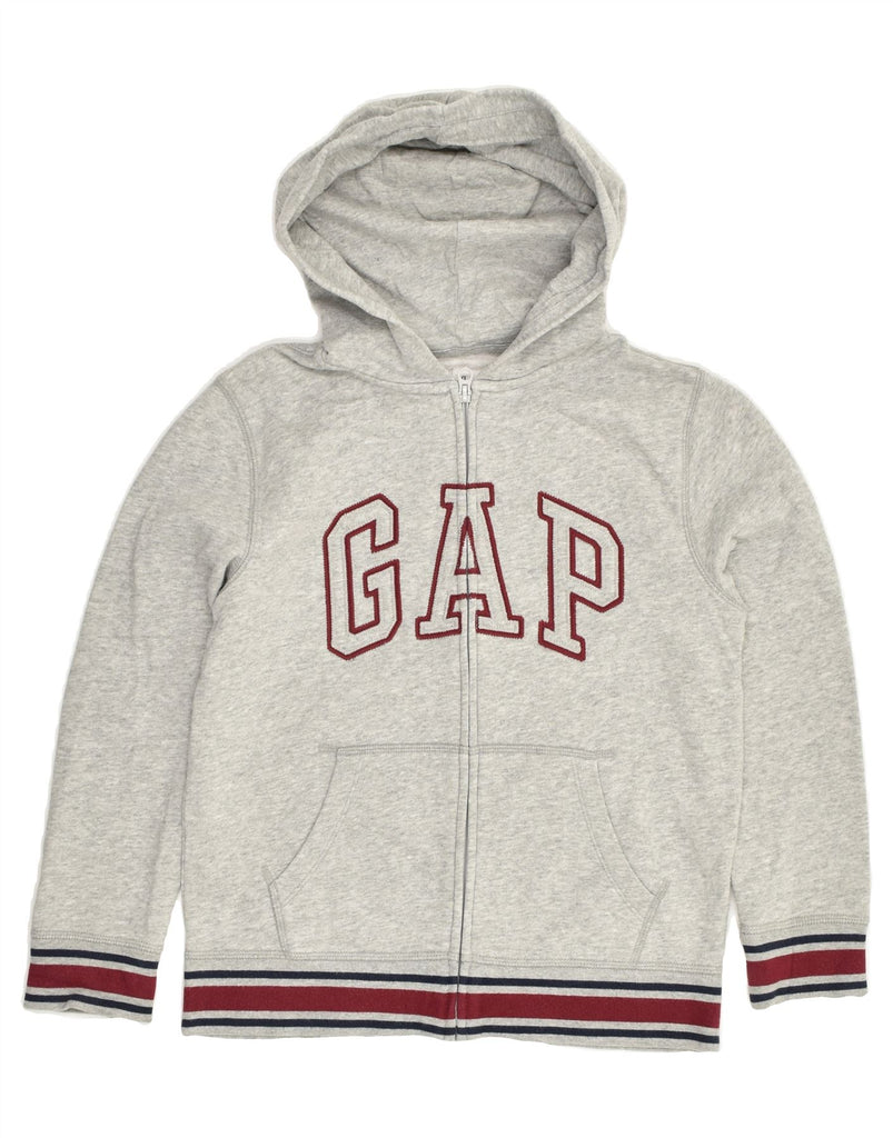 GAP Girls Graphic Zip Hoodie Sweater 9-10 Years Large Grey Cotton | Vintage Gap | Thrift | Second-Hand Gap | Used Clothing | Messina Hembry 