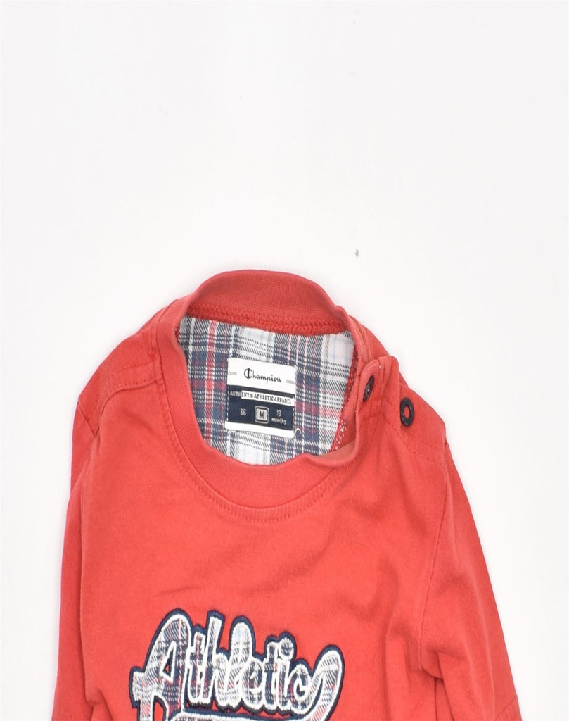 CHAMPION Baby Boys Graphic Top Long Sleeve 12-18 Months Medium Orange | Vintage | Thrift | Second-Hand | Used Clothing | Messina Hembry 