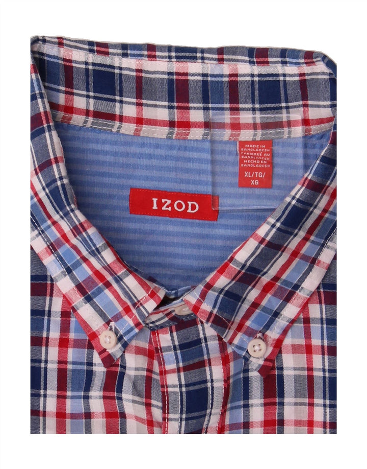IZOD Mens Big & Tall Short Sleeve Shirt XL Red Check Cotton Vintage Izod and Second-Hand Izod from Messina Hembry 