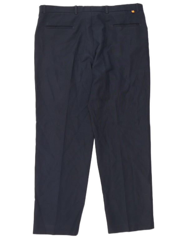 Farah Mens Straight Casual Trousers W38 L31 Navy Blue