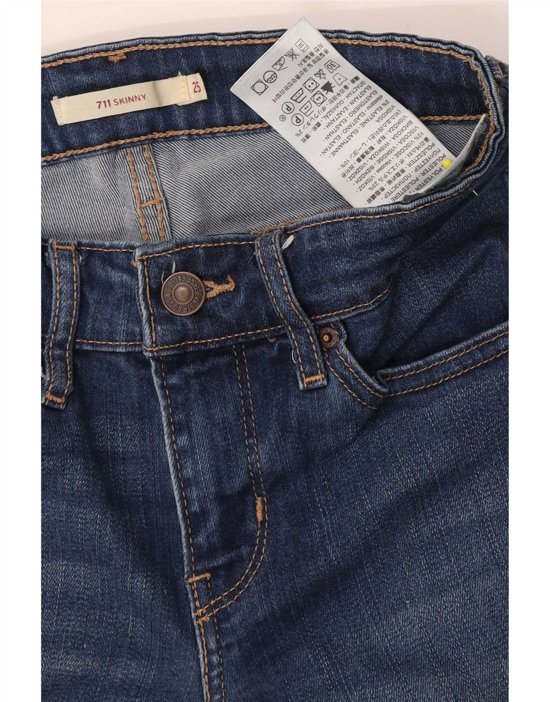 Levi's Womens 711 Skinny Jeans W25 L26 Blue Polyester
