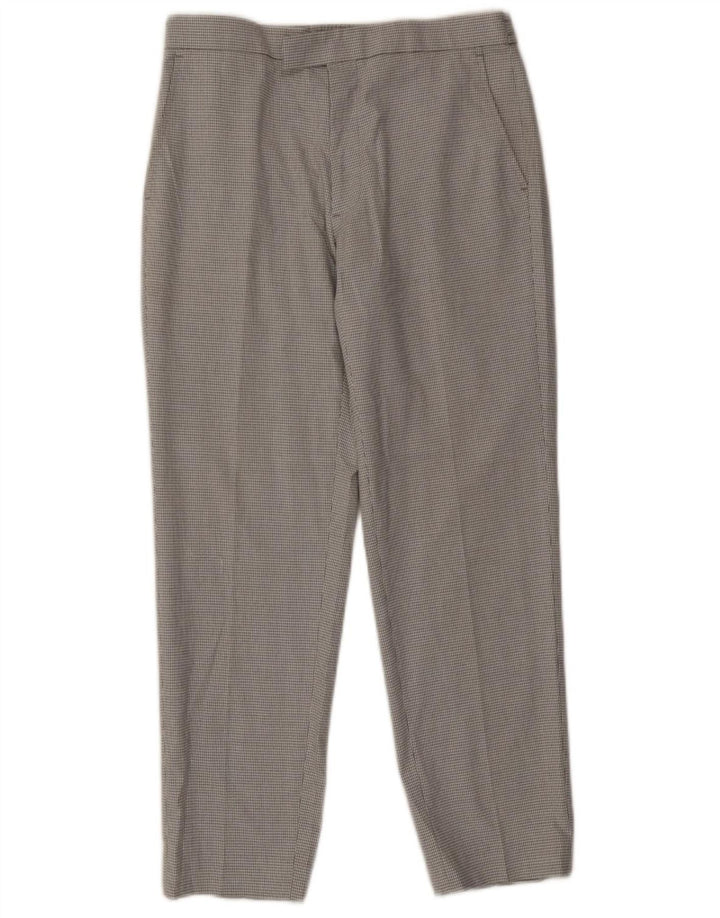 Marks & Spencer Mens Straight Suit Trousers W32 L27 Grey Houndstooth