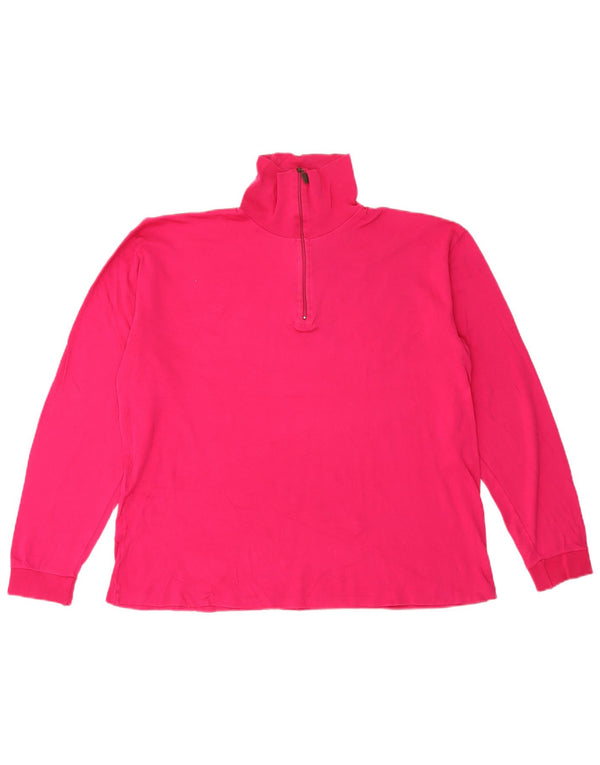 Conte of Florence Womens Zip Neck Top Long Sleeve IT 54 3XL Pink