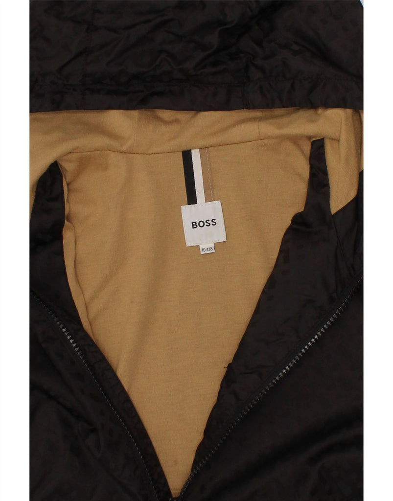 HUGO BOSS Boys Zip Hoodie Sweater 9-10 Years Black Spotted Vintage Hugo Boss and Second-Hand Hugo Boss from Messina Hembry 
