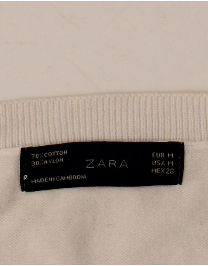 Zara Womens Vest Tank Top UK 12 Medium White Cotton