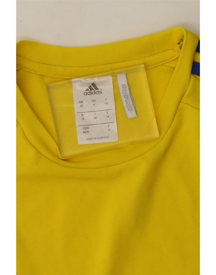 Adidas Mens Climalite T-Shirt Top Medium Yellow Colourblock