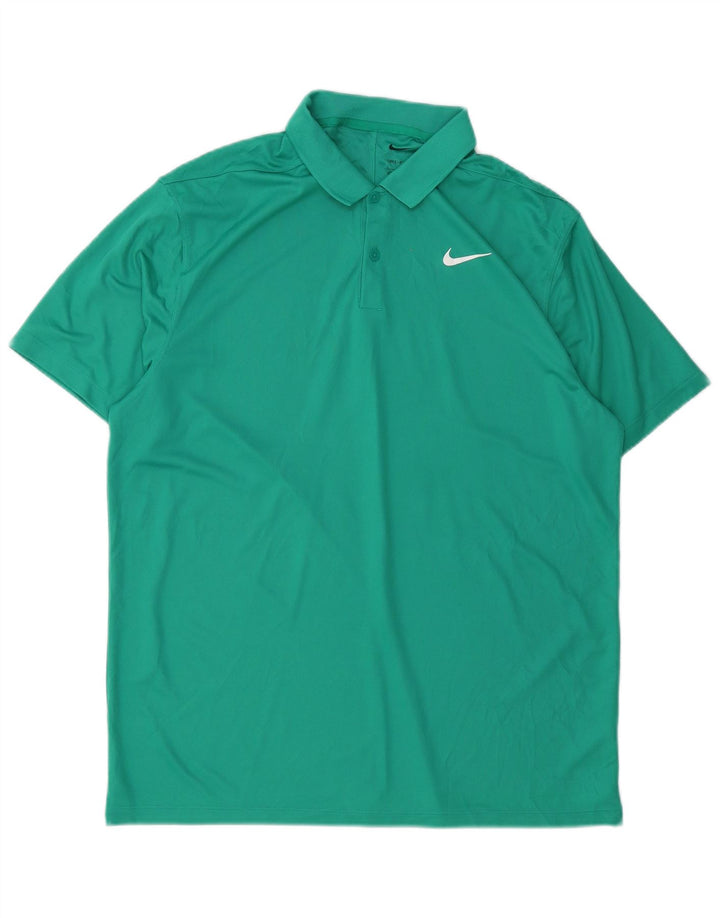 NIKE Mens Dri Fit Polo Shirt Large Green Polyester