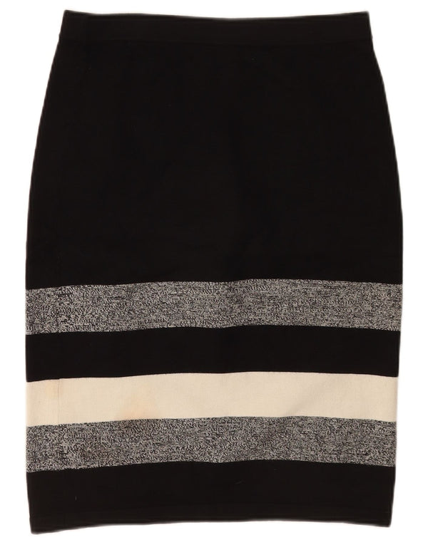 Phase Eight Womens Knit Pencil Skirt UK 12 Medium W28 Black Striped Viscose