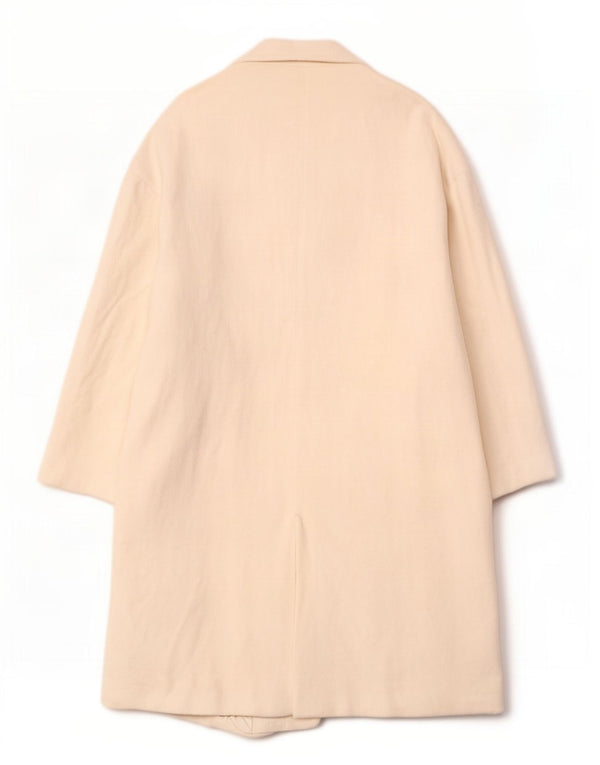 Zara Womens Double Breasted Coat UK 18 XL Off White Herringbone Cotton