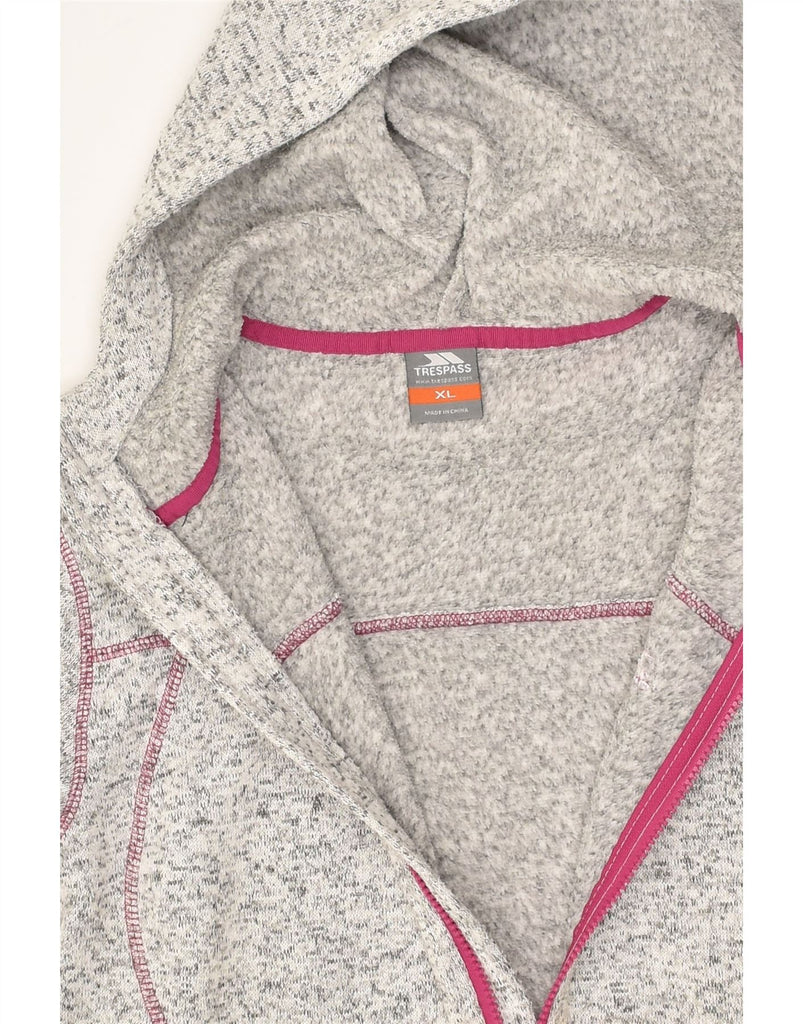TRESPASS Womens Zip Hoodie Sweater UK 18 XL Grey Flecked Polyester | Vintage Trespass | Thrift | Second-Hand Trespass | Used Clothing | Messina Hembry 