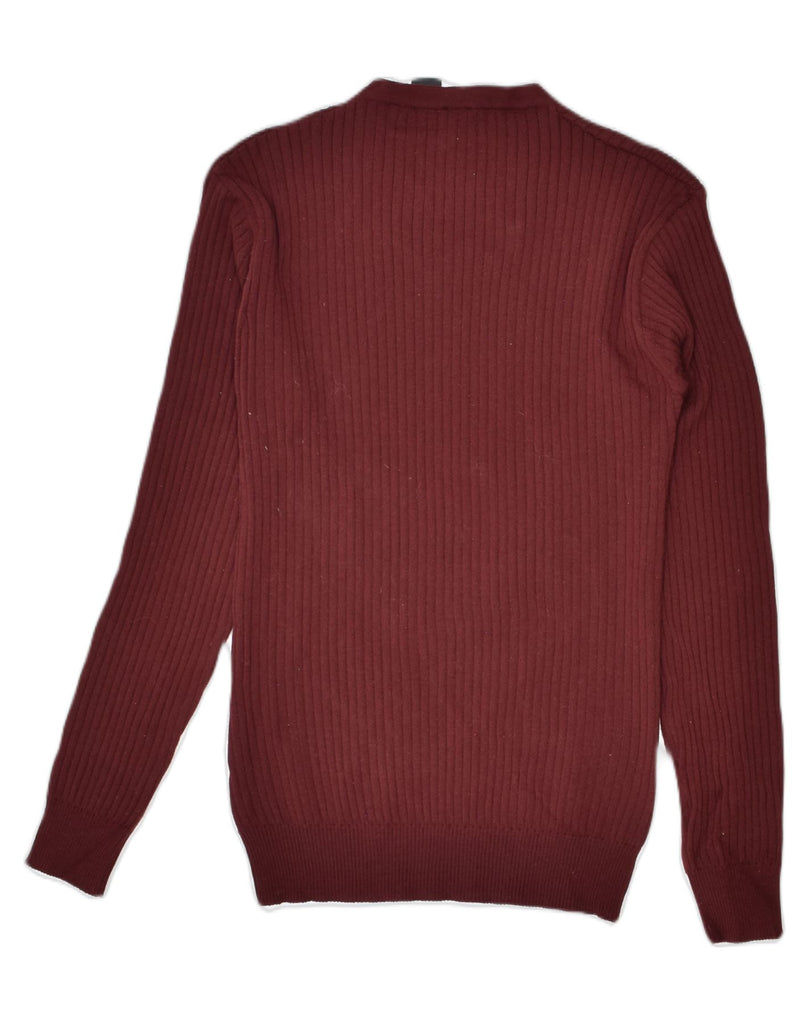 VINTAGE Mens Slim Fit V-Neck Jumper Sweater EU 52 Large Burgundy | Vintage | Thrift | Second-Hand | Used Clothing | Messina Hembry 