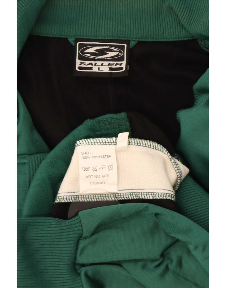 Saller Mens Graphic Tracksuit Top Jacket Large Green Colourblock Polyester